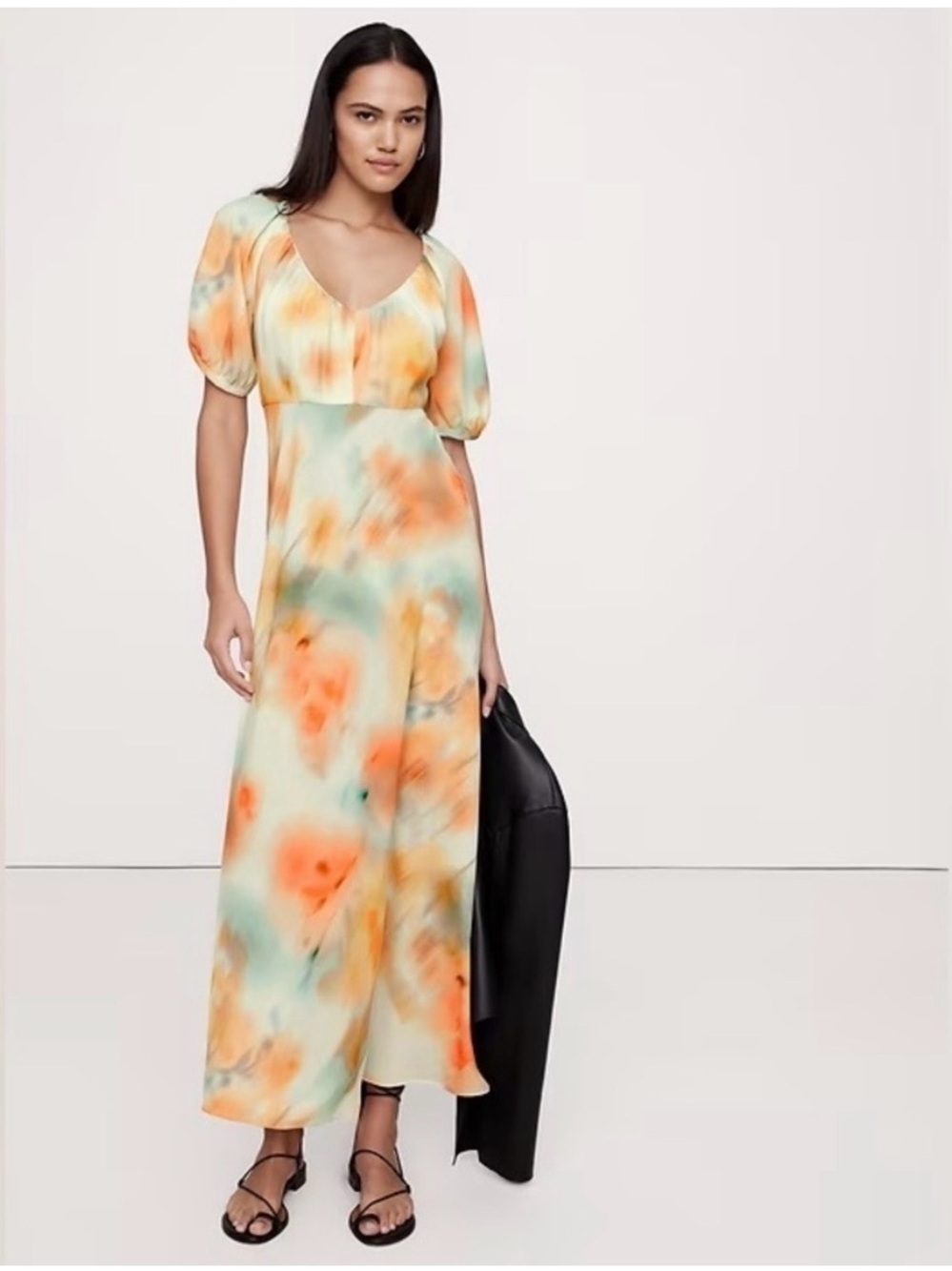 NWT FLoral Banana Republic Crepe V-Neck Maxi Dress